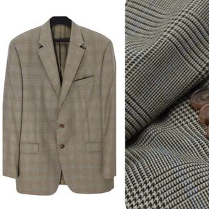 LAUREN RALPH LAUREN Glen Plaid Blazer TALL Jacket Brown Beige Blue 44L